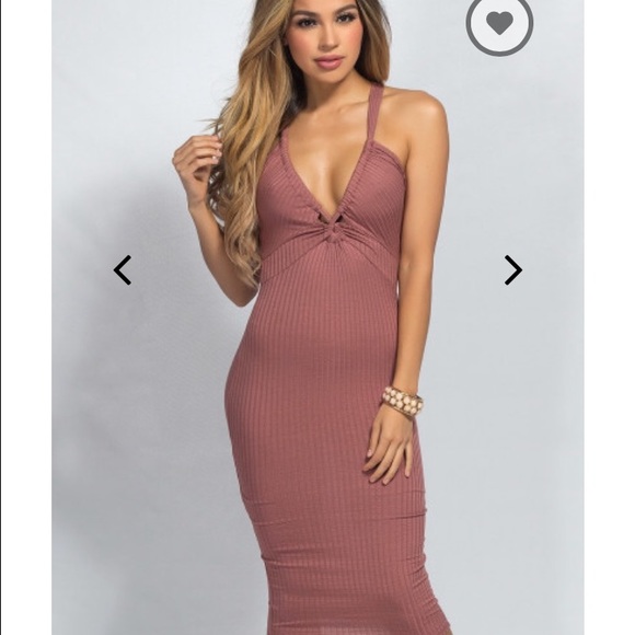 mauve bodycon midi dress