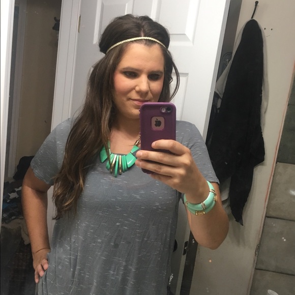 Teal and Gold geometric necklace