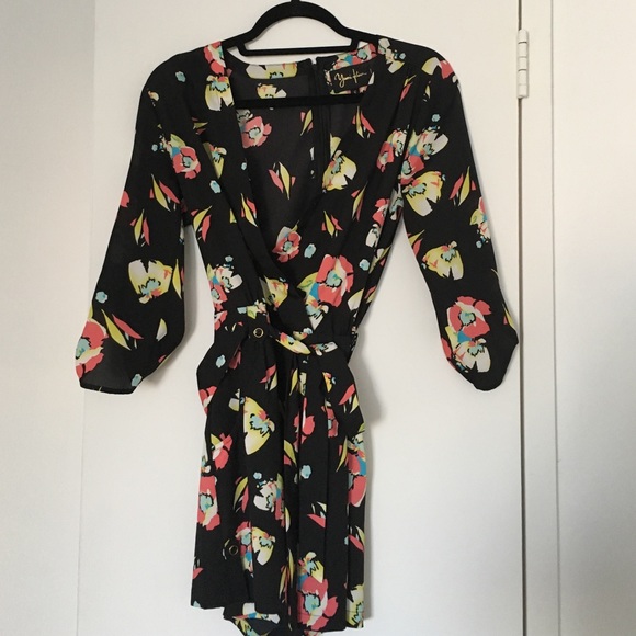 Yumi Kim black floral  3/4 sleeve romper