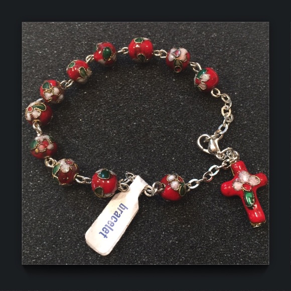 Cloisonné Cross Charm Bracelet - Picture 1 of 3