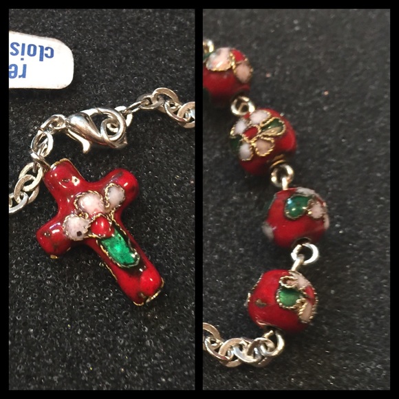 Cloisonné Cross Charm Bracelet - Picture 2 of 3