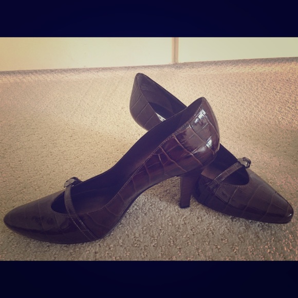 Via Spiga Patent brown heels, Sz 8