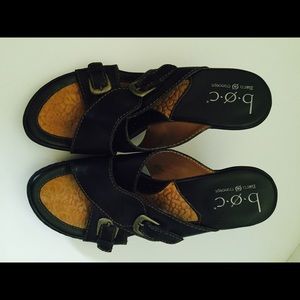 BOC Leather Cross Strapped Buckle Heels