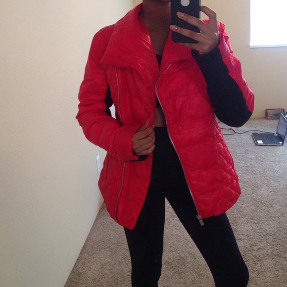 Red & Black Goose-feathered Ski jacket