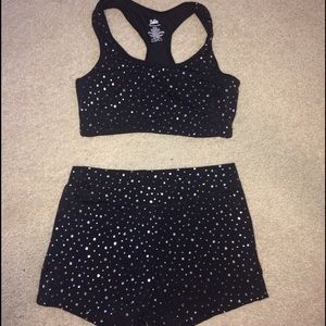 Justice 2 piece  sports bra and spandex shorts