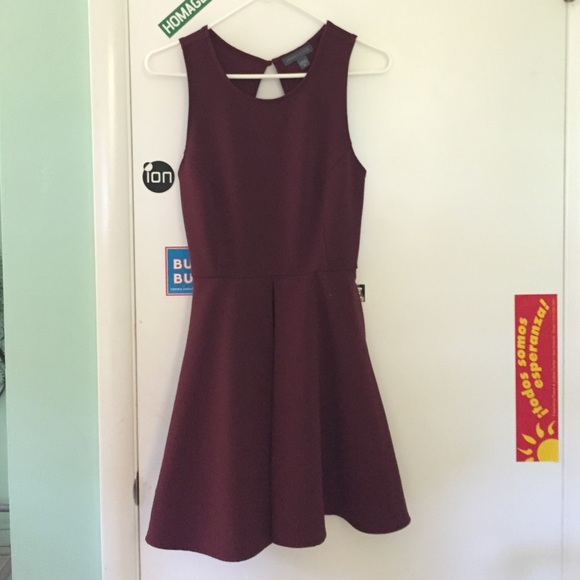 Burgundy skater fit dress.