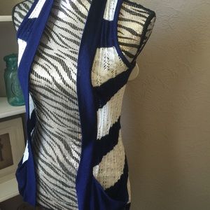 Sweet & Sinful blue and white knit vest: Size M