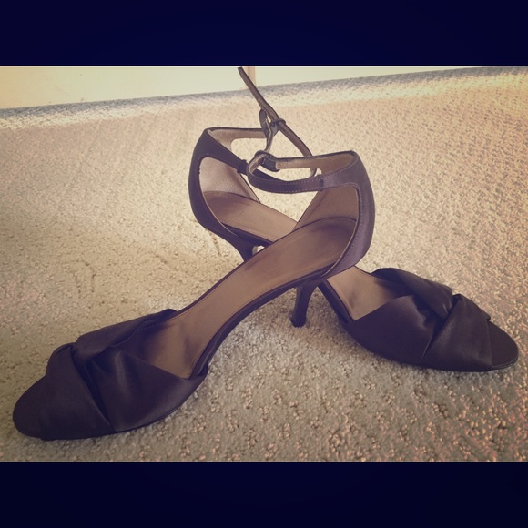J Crew Satin heels in Brown.  Sz 8.