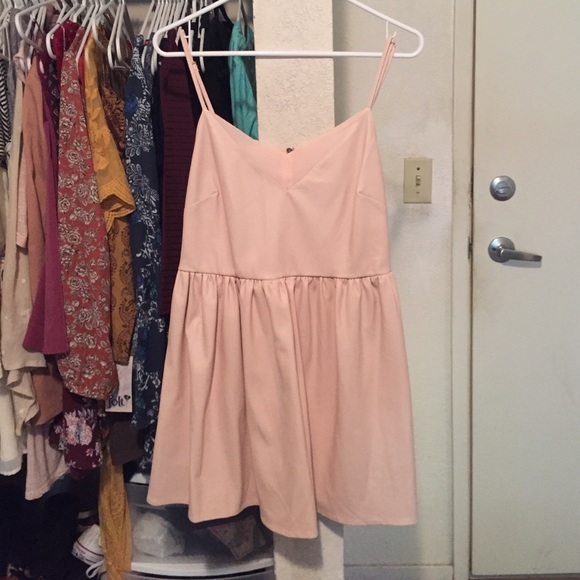 Light pink faux leather dress from Tobi