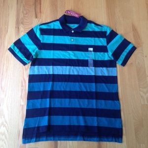 Men's Merona Striped Polo Shirt Sz L NWT