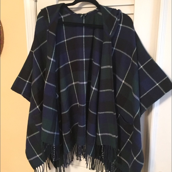 Plaid Tartan Hooded Poncho