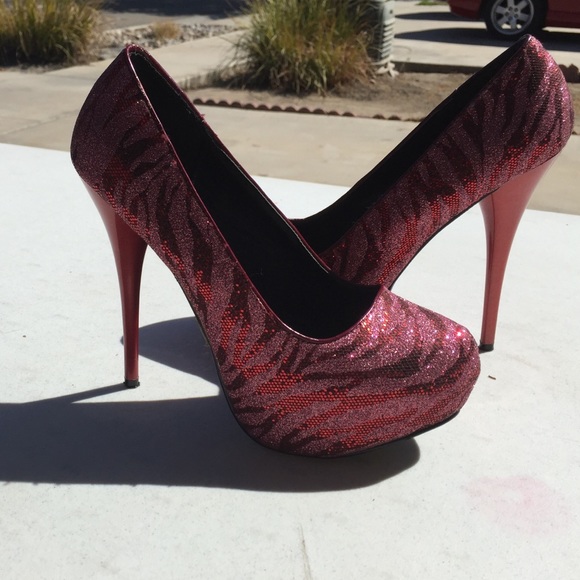 Red zebra print heels