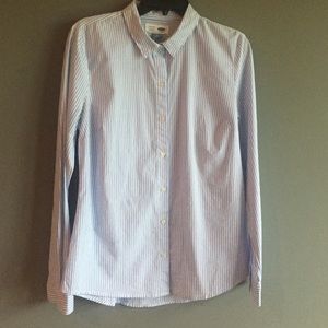 Striped light blue and white collared shirt