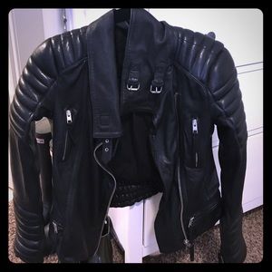All Saints Genuine Black Leather Motorcycle Jacket