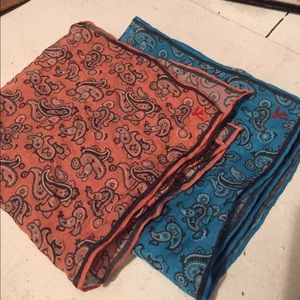 ISAIA men's pocket squares 2 total. (Pink & blue)