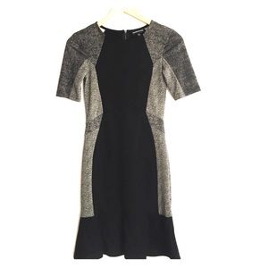 Black and gray herringbone dress