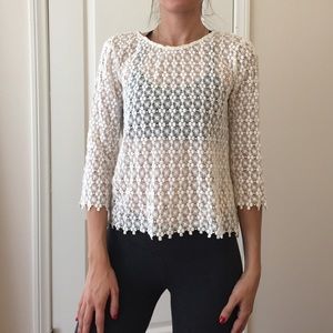 Velvet eyelet white top.