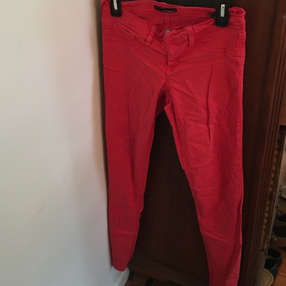 Flying money red skinny jeans