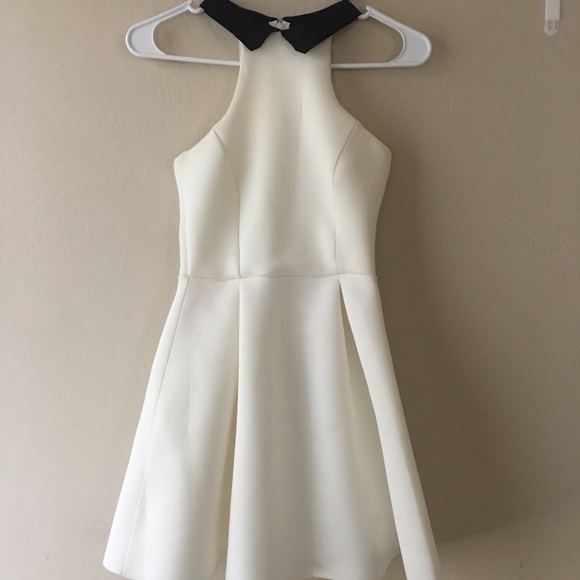 White Black Collared Skater Dress