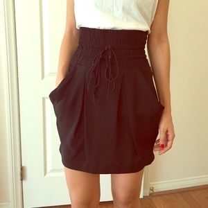 ALC high waist black silk skirt.