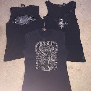 Three Harley Davidson tanks