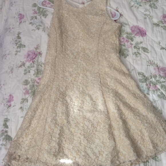 A golden lace dress