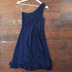 Super soft one shoulder dress in navy blue