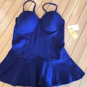 Vibrant blue peplum top