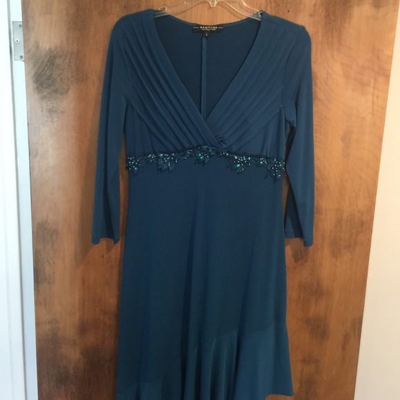 Rampage teal color pleated top ruffles bottom