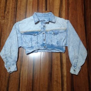 Vintage Embellished Crop Denim Jacket