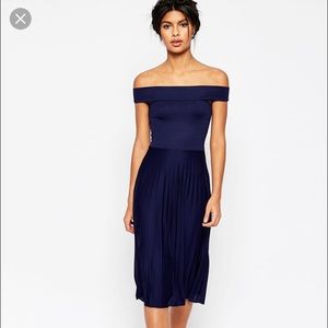 ASOS petite off the shoulder Bardot midi dress