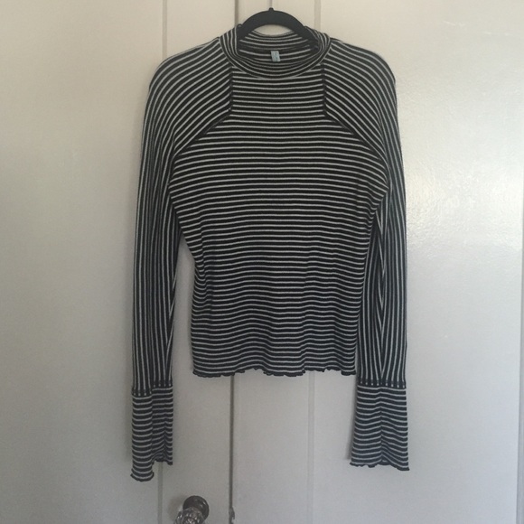 Free People Tops - Black & white striped mock neck free people shirt