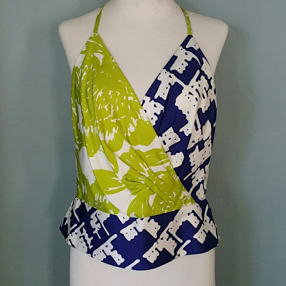 Trina Turk Print Faux Wrap Sleeveless Top