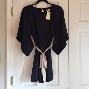 Dark Navy Dress with Gray Sash