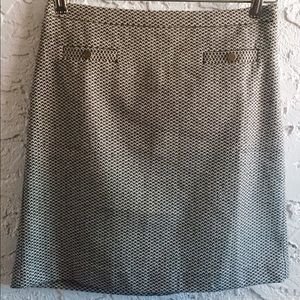 Petite Loft Jacquard Shift Skirt w/Gold Detail