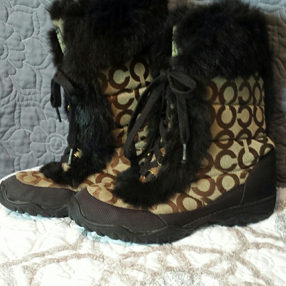 COACH winter Jennie boots rabbit fur trim