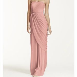 David's Bridal Long Strapless Dress with Draping