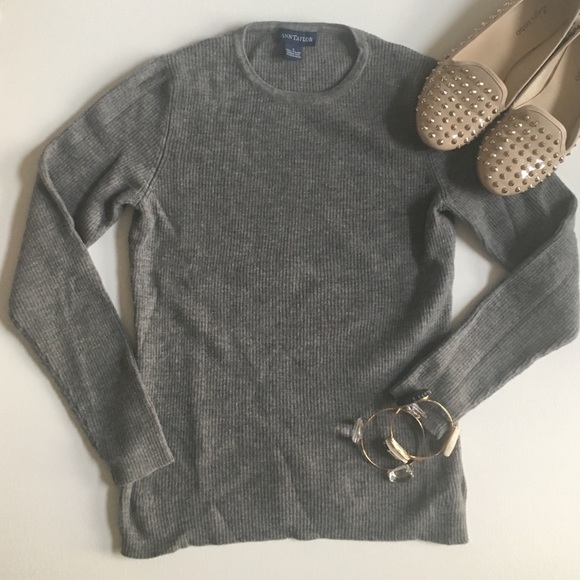 Ann Taylor 100% Merino Wool Gray Sweater