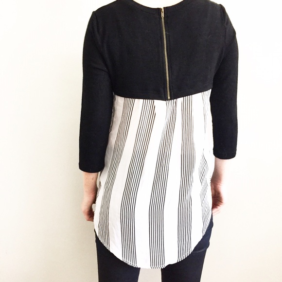 Doe & Rae Tops - Doe & Rae Black and White Mixed Media Top