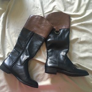 Merona Brown & black knee high boots size 5.5