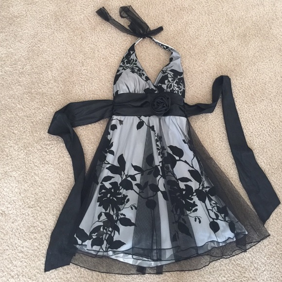 Black and white semi formal short dress