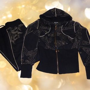 Black w Gold Hooded Sweat Set