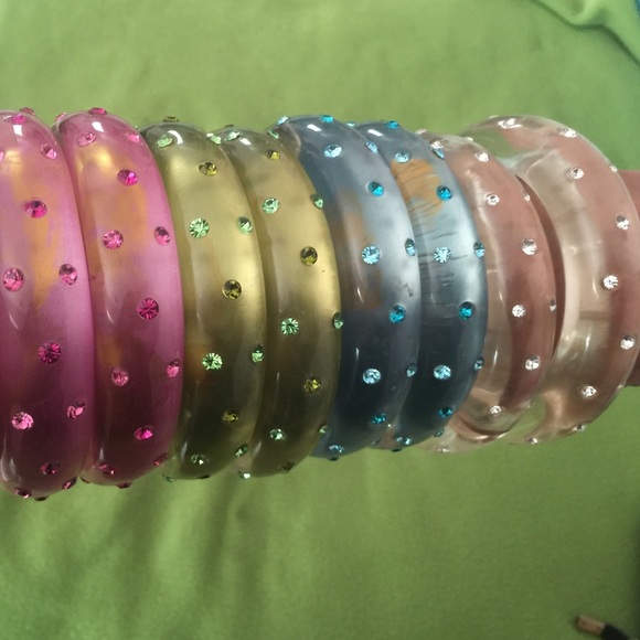 Bangles.. Bracelets plastic with rhinestones