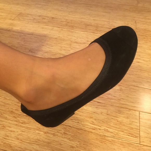 Black suede ballet flats