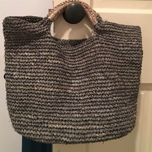 Flora Bella handheld gray straw bag