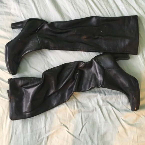 Leather high heeled thigh high boots - Picture 1 of 4
