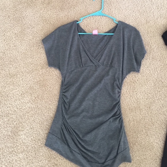 Grey v-neck blouse