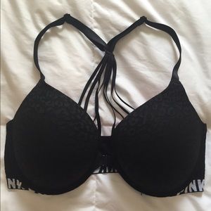 Black padded leopard lace bralette from Pink
