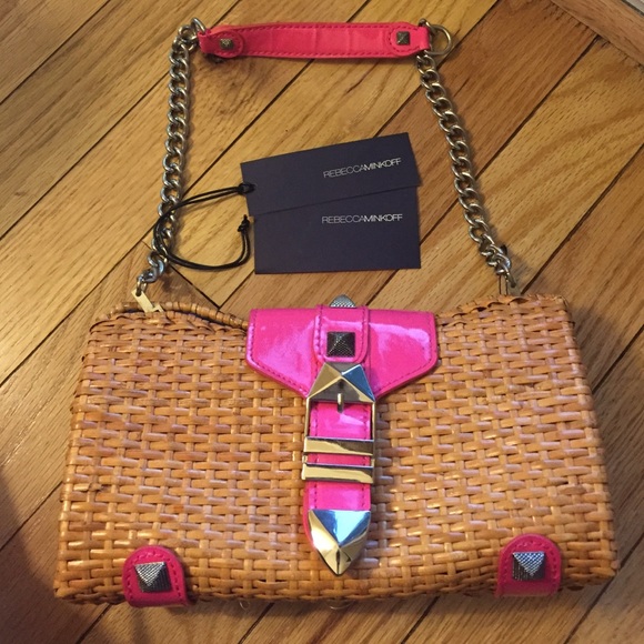 Rebecca Minkoff Patent Leather + Raffia Clutch - Picture 1 of 4