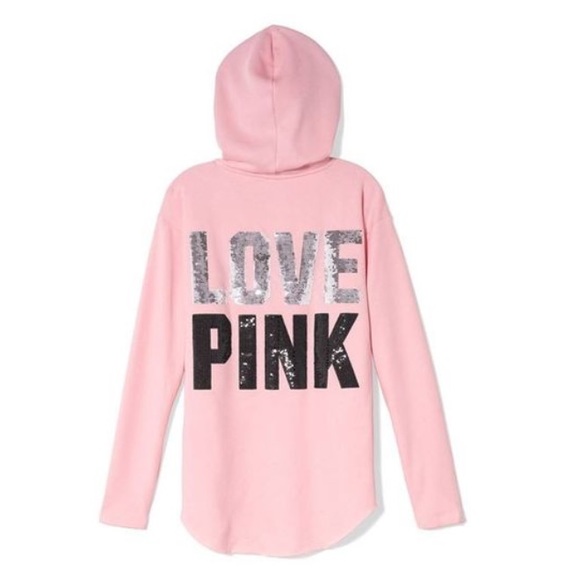 Tops - VS split neck bling hoodie❤️